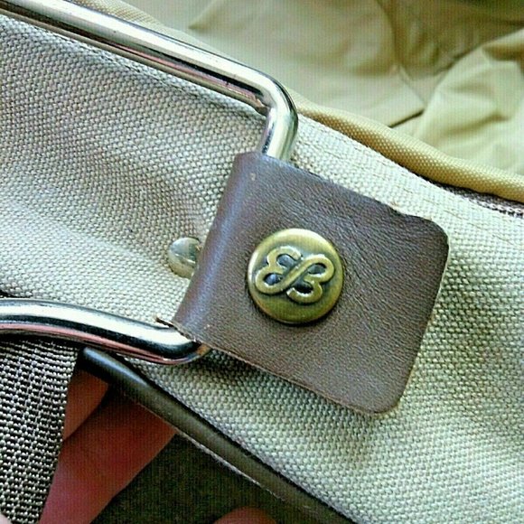 Eddie Bauer Ford Edition Khaki Canvas Leather Garment Bag Luggage Travel Carry - Picture 10 of 16